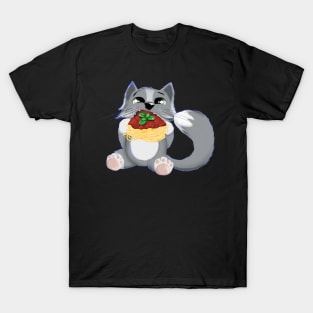 cat eating noodles T-Shirt